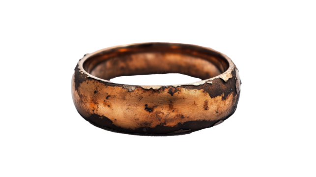 a wooden ring with a brown and black pat Cutout and isolated and transparent background image