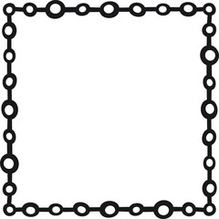 Square border with circles attached to a line. Vector illustration made with lines and dots creating a square border