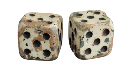 two dices with holes on them Cutout and isolated and transparent background image