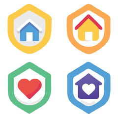 Obraz premium Home Icon Pack with Modern, Traditional, Favorite, and Secure Home Variations
