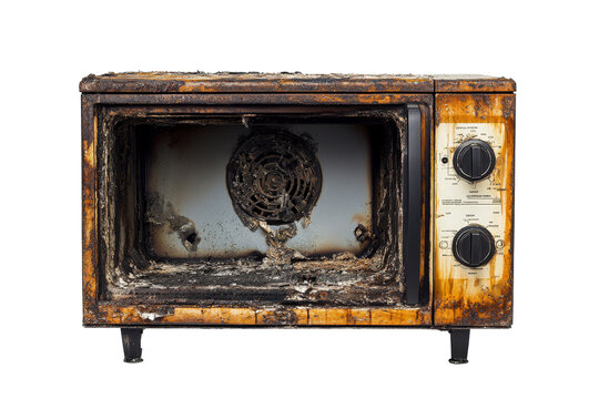 an old microwave with rust on it Cutout and isolated and transparent background image