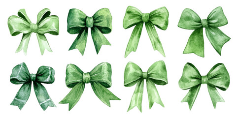 green bow isolated on white © Natallia