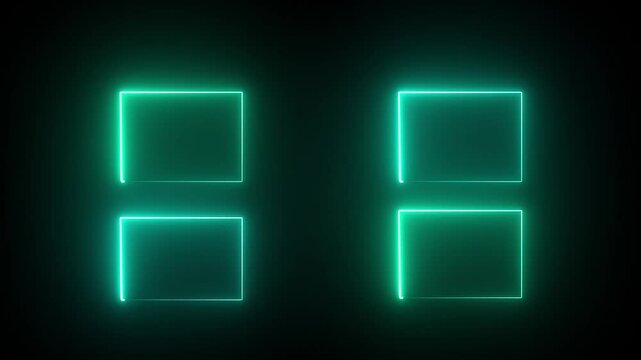 Neon glowing four square icon animation .