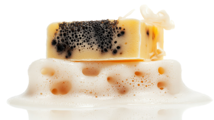 a piece of cake with blackberries on top Cutout and isolated and transparent background image