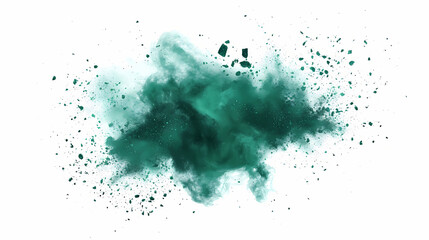 Green emerald dust explosion on white background. Emerald Shine. Illustration