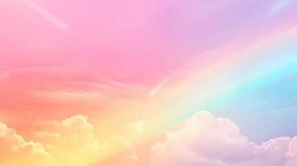 Obraz premium Colorful Sky and Clouds with Rainbow Spectrum Soft Pastel Colors
