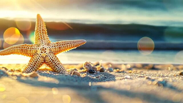 Seestern auf weichem Sandstrand bei Sonnenlicht