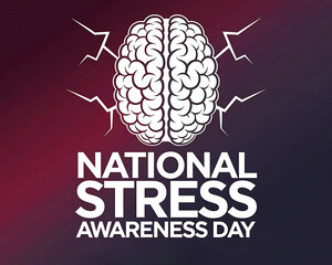 Stylized Brain Illustration for National Stress Awareness Day Concept