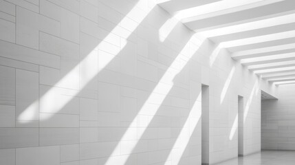 Obraz premium Sunlit white hallway with architectural design
