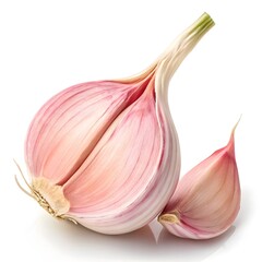 Obraz premium Macro Photography of Garlic Clove with Pink Skin and Soft Lighting