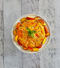 peach upside down cake with fresh peaches