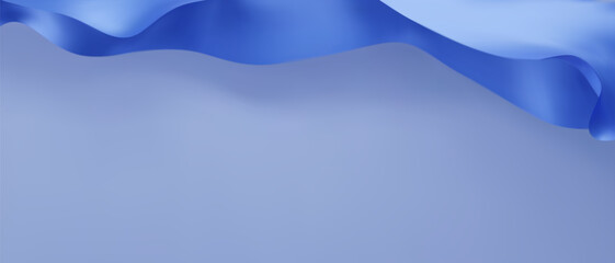 Luxury abstract blue background with ribbon silk elements. 3D vector illustration.