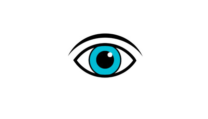 Illustration of a Stylized Human Eye with Blue Iris and Black Pupil on a White Background.
