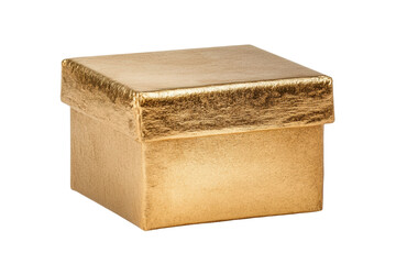 Gold gift box with lid: elegant square present packaging design, cut out