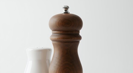 Salt and Pepper Grinders Set in a Minimalist Kitchen Environment