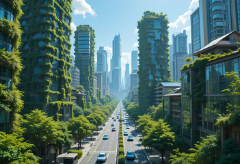 Obraz premium The Future is Green – A Utopian Eco-Friendly Cityscape