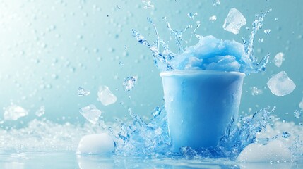 Refreshing Blue Slush Drink Splashing with Ice for a Cool Treat