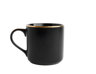 Black coffee cup isolated on transparent background