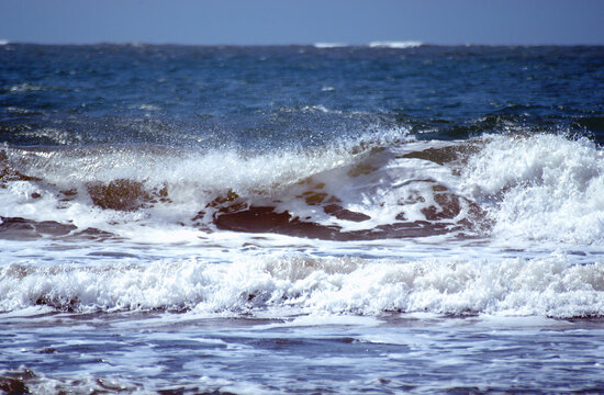 Beautiful wave breaking on the shoreline on the beach in Malindi, Kenya
