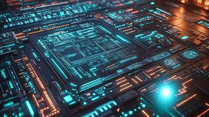 Futuristic Technology Circuit Board Abstract Design