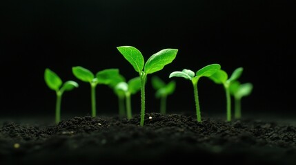 New Life Emerging: Seedlings in Dark Soil