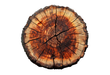 Detailed view of a tree stump isolated on transparent background