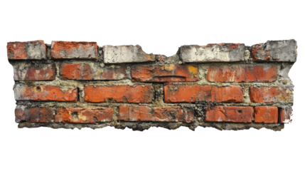 a brick wall with a hole in it Cutout and isolated and transparent background image