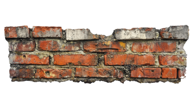 a brick wall with a hole in it Cutout and isolated and transparent background image