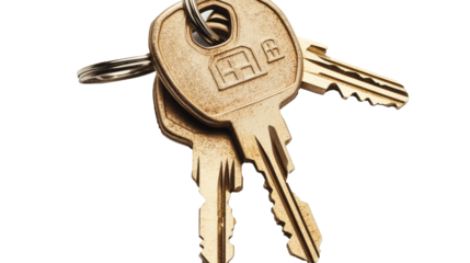 a bunch of keys on a white background Cutout and isolated and transparent background image