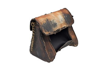 a small brown bag with a chain around it Cutout and isolated and transparent background image