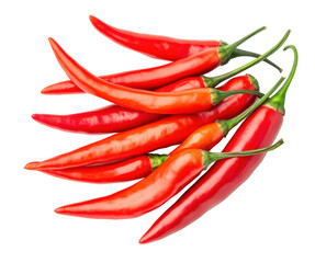 Fresh red hot chili peppers on black background, cut out