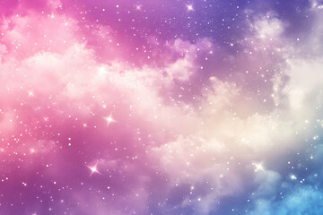 Obraz premium Glows and Stars Over Colorful Clouds in a Fantasy Sky