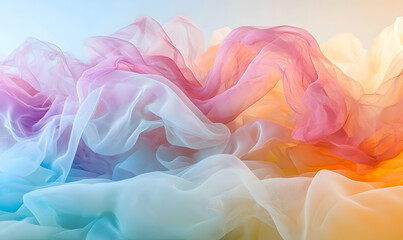 Flowing Abstract Fabric with Pastel Colors Creating a Dreamy Texture