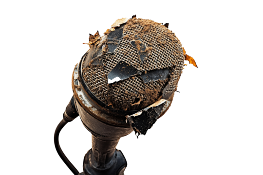 a burnt microphone Cutout and isolated and transparent background image - Powered by Adobe