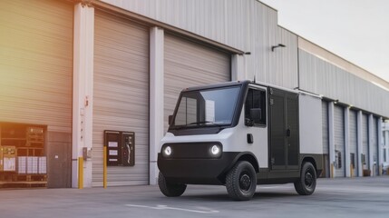 Modern Delivery Vehicle at Industrial Distribution Center