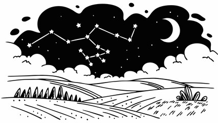 night sky landscape astronomy vector svg