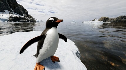 Fototapeta premium Gentoo penguin on Antarctic ice floe