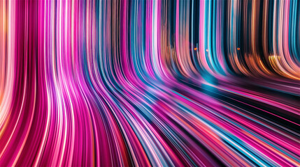 Vibrant multicolored abstract waves with dynamic flowing lines. Digital art pattern featuring bright pink, purple, blue and teal curves creating energetic modern background for creative projects.