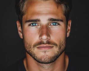 Obraz premium Man on colored background, handsome male portrait close up