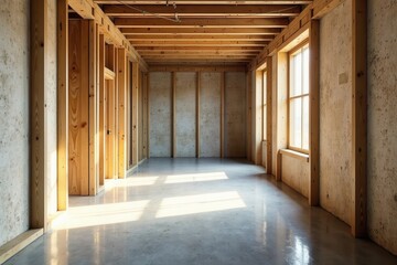 Exposed framing, electrical conduit, subfloor visible, building materials, subfloor, construction