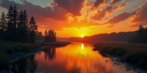 Obraz premium sunrise over the river