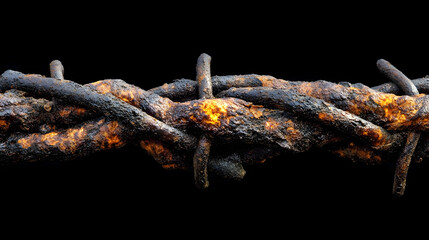 Corroded barbed wire close-up
