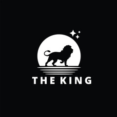 Bold and Striking Logo Design Featuring a Lion Silhouette Against a Moonlit Background, Symbolizing Strength and Leadership, Ideal for Branding, Business Identity, and Creative Ventures, Unique Visual