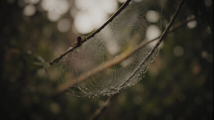 Spider Web on Tree Branch