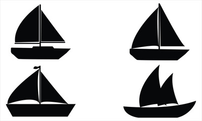  silhouettes set of sailing ships