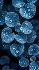 Dew-kissed leaves, garden, dark background
