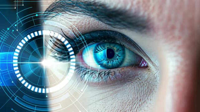 Detailaufnahme eines Auges mit digitaler Technologie