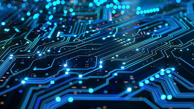 Leuchtende blaue Schaltkreise f&uuml;r moderne Technologie