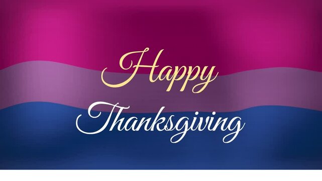 Thanksgiving animation text on vibrant pink and blue gradient background