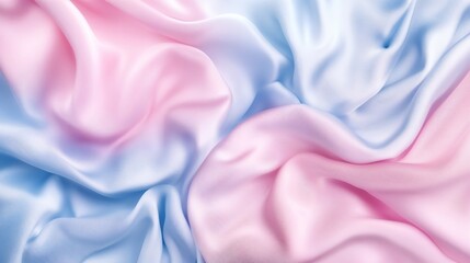 Obraz premium Silk fabric with soft folds in pastel shades of pink and blue. smooth transitions between colors